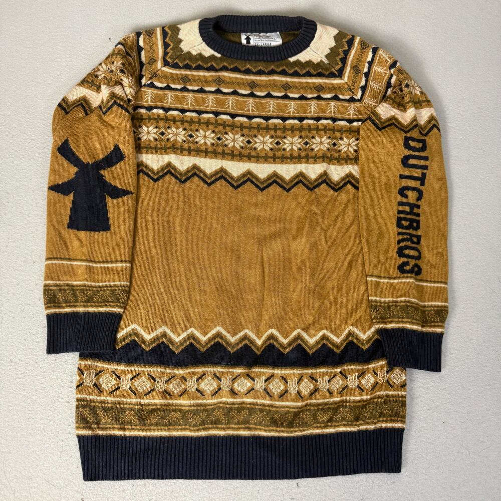 Dutch Bros Coffee 2XL Fair Isle Nordic Knit Sweater Windmill Holiday